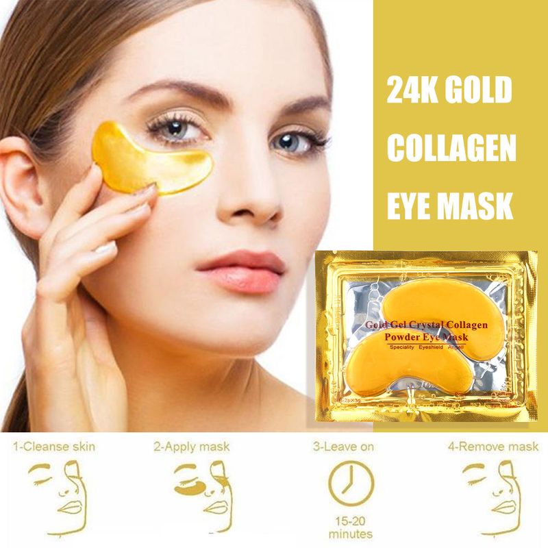 24K Gold Eye Mask – Collagen Under Eye Patches for Puffiness, Dark Circles &amp; Wrinkles – Hydrating Anti-Aging Eye Gels (Sold in Pairs)