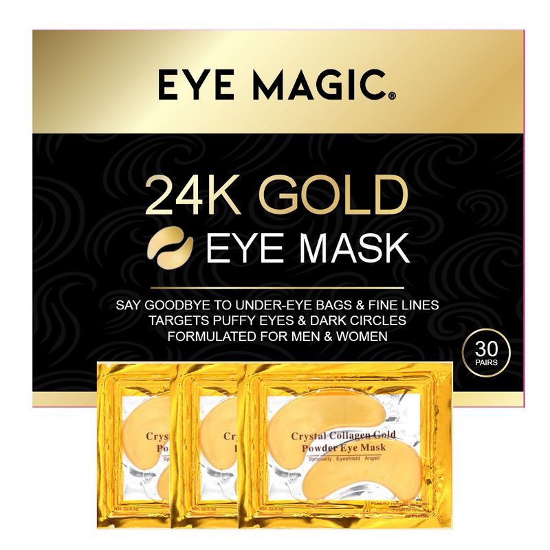 24K Gold Eye Mask – Collagen Under Eye Patches for Puffiness, Dark Circles &amp; Wrinkles – Hydrating Anti-Aging Eye Gels (Sold in Pairs)