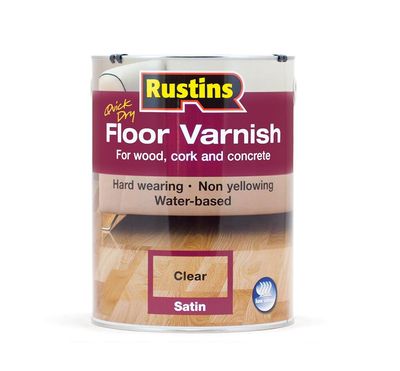 Rustins QD Floor Varnish Satin Clear 5ltr