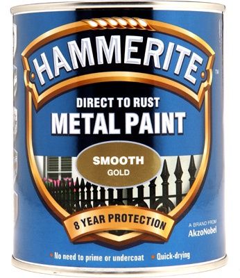 HAMMERITE METAL PAINT SMOOTH GOLD 750ML
