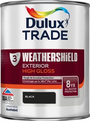 DULUX TRADE W/SHIELD EXT/GLOSS BLACK 1L