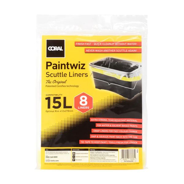Coral Paintwiz 15L Scuttle Liners 8PK