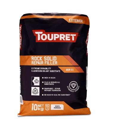 TOUPRET ROCK SOLID REPAIR FILLER (Mur Ex) 10x 1kg bag in bag