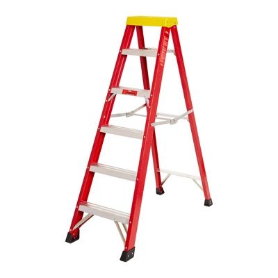 1.6M FIBREGLASS &amp; ALUMINIUM STEP LADDER: 5 step &amp; cap