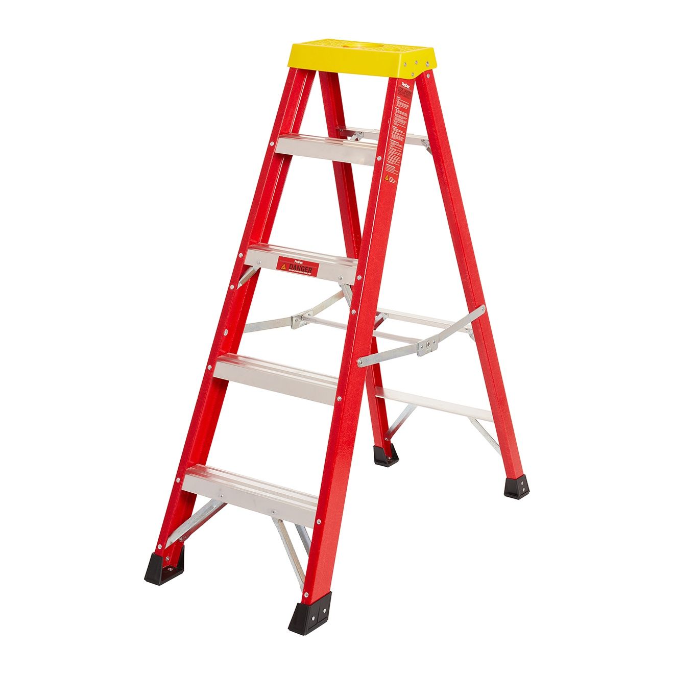 1.3M FIBREGLASS &amp; ALUMINIUM STEP LADDER: 4 step &amp; cap