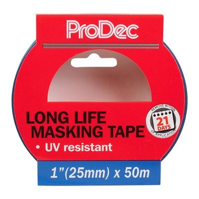25mm x 50m PRODEC LONG LIFE MASKING TAPE (UV BLUE)