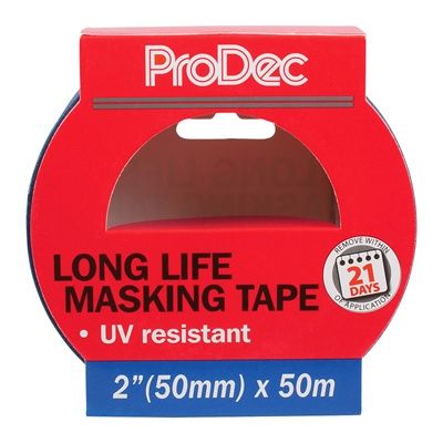 50mm x 50m PRODEC LONG LIFE MASKING TAPE (UV BLUE)