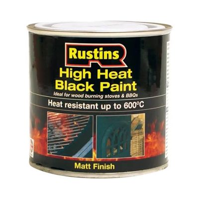 Rustins High Heat 600 Degree Black Paint 250ml