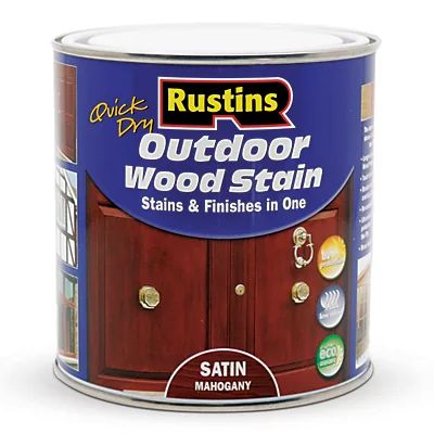 Rustins Outdoor Wood Stain Satin Mahogany 1ltr