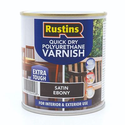 Rustins QD Poly Varnish Satin Ebony 500ml