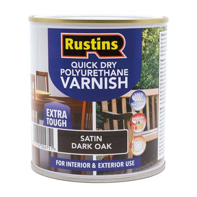 Rustins QD Poly Varnish Satin Dark Oak 500ml