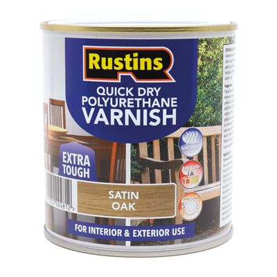 Rustins QD Poly Varnish Satin Oak 1L