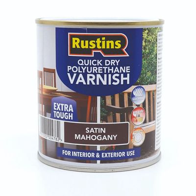 Rustins QD Poly Varnish Satin Mahogany 500ml
