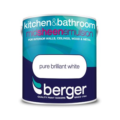 BERGER KITCHEN &amp; BATHROOM SHEEN BRIL WHITE 2.5L