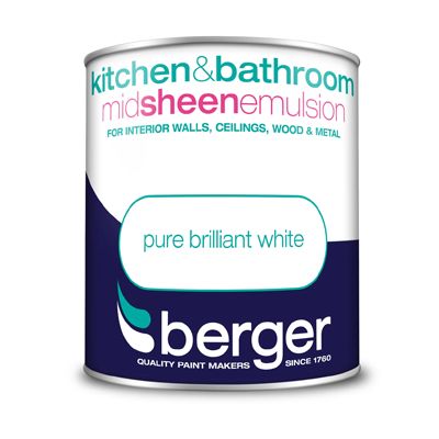 BERGER KITCHEN &amp; BATHROOM SHEEN BRIL WHITE 1L