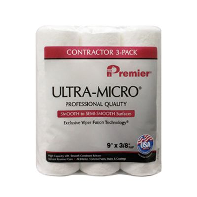 Premier Ultra-Micro 9&quot; X 3/8&quot; Roller Sleeves 3 Pack USA