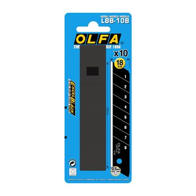 Olfa 18mm Excel Black Ultra-Sharp Snap Blade for Heavy-Duty Knives (Pack of 10)
