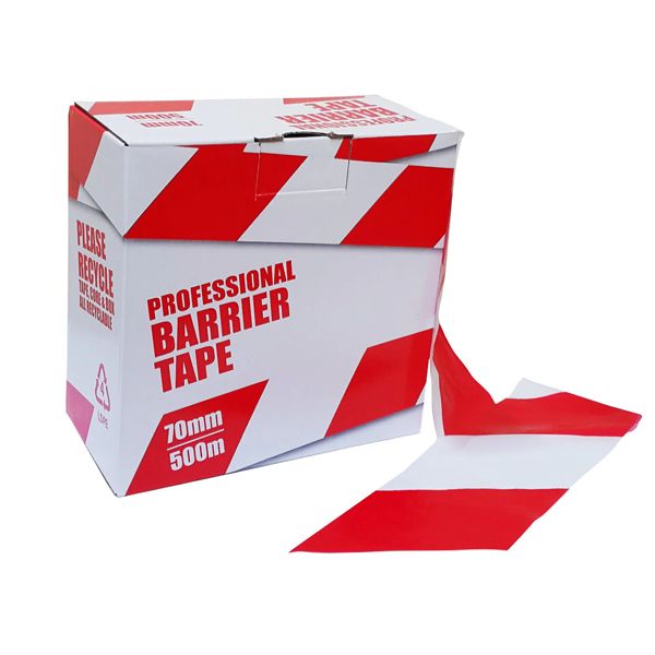 70MM X 500M PROFESSIONAL RED/WHITE NON-STICKY BARRIER