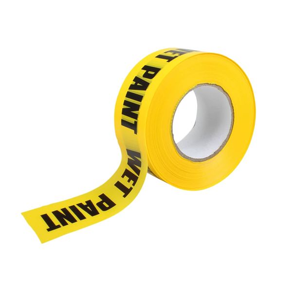 75MM X 250M &quot;CAUTION WET PAINT&quot; NON-STICKY