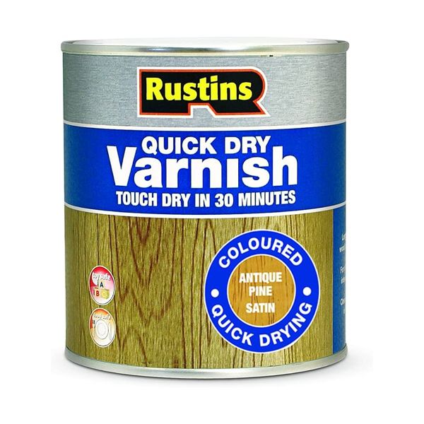 Rustins Quick Dry Varnish Satin Antique Pine 1ltr