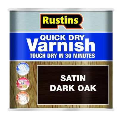 Rustins Quick Dry Varnish Satin Dark Oak 1ltr