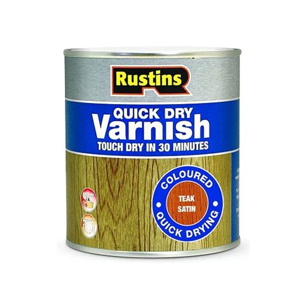 Rustins Quick Dry Varnish Satin Teak 1ltr