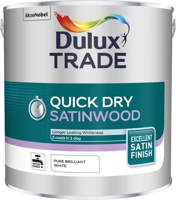 DULUX TRADE QUICK DRY SATINWOOD PBW 2.5L DULUX TRADE QUICK DRY SATINWOOD PBW 2.5L