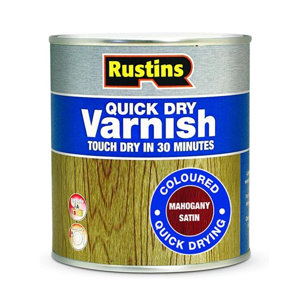 Rustins Quick Dry Varnish Satin Mahogany 1ltr