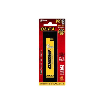 Olfa 18mm Excel Black Ultra-Sharp Snap Blade for Heavy-Duty Knives (Pack of 50)