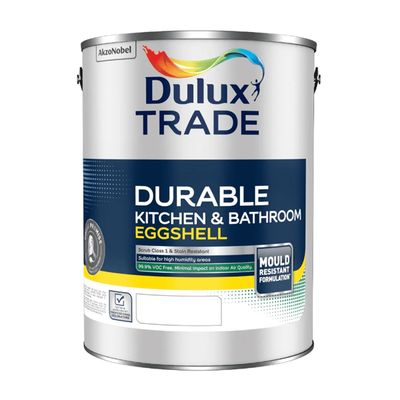 DULUX TRADE DURABLE KITCHEN &amp; BATHROOM EGGSHELL LIGHT BS 5L
