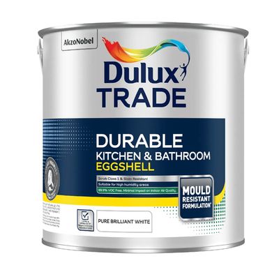 DULUX TRADE DURABLE KITCHEN &amp; BATHROOM EGGSHELL PBW 2.5L