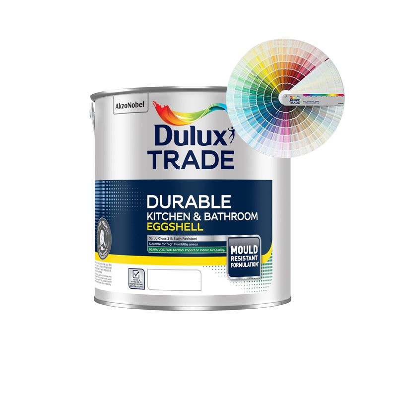 DULUX TRADE DURABLE KITCHEN &amp; BATHROOM EGGSHELL TINT COL 2.5L