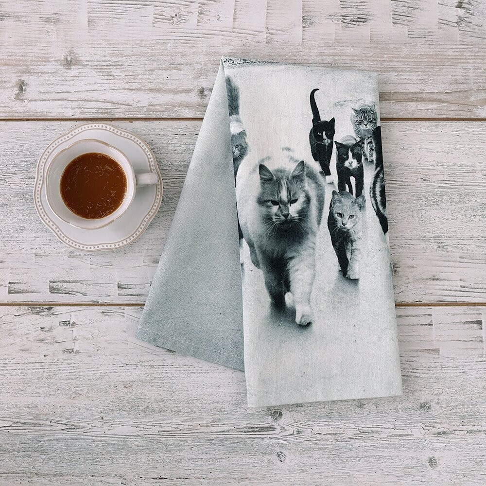 Catmob Tea Towel by MM Linen