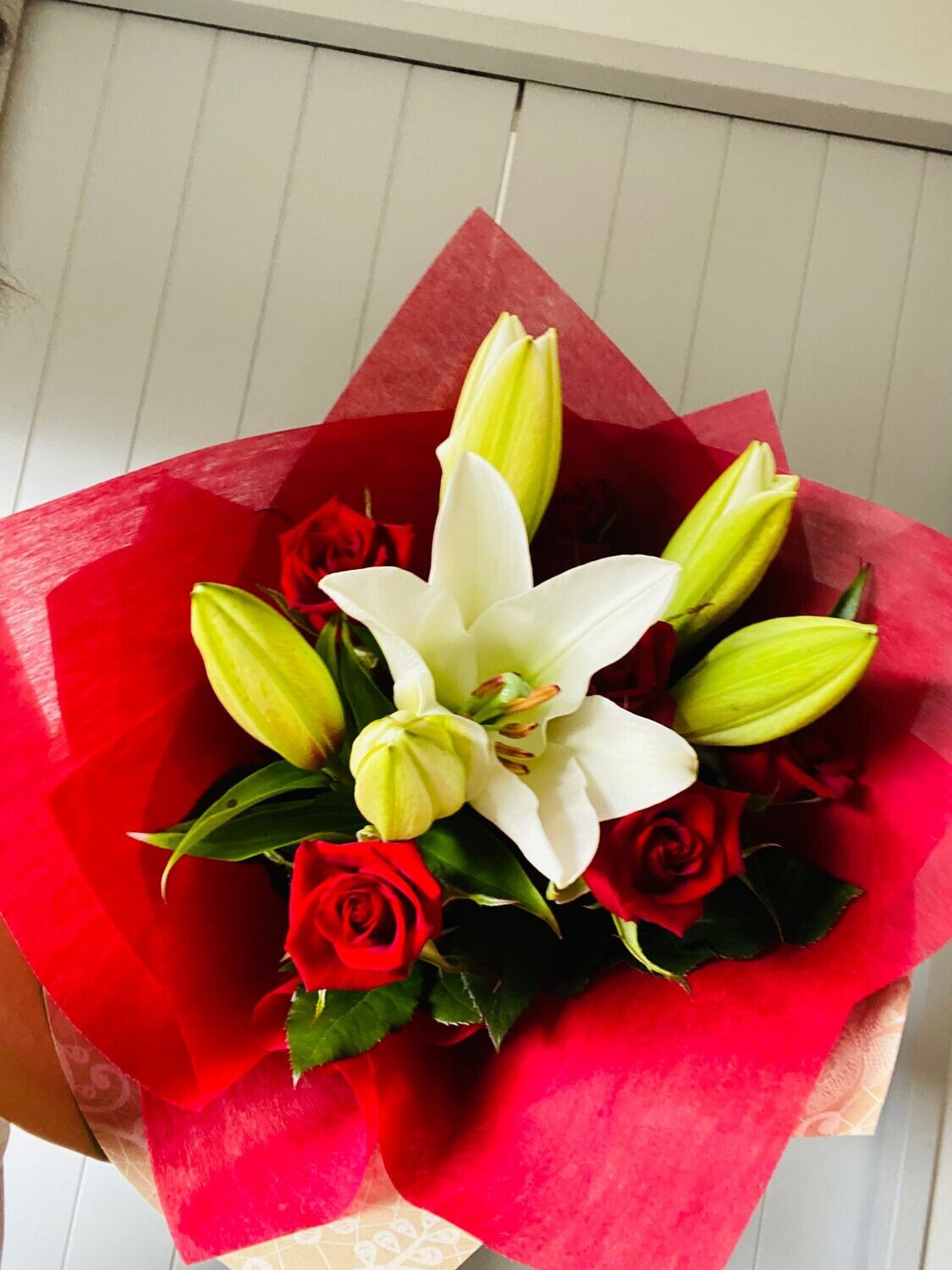 Rose and Lily Bouquet $85