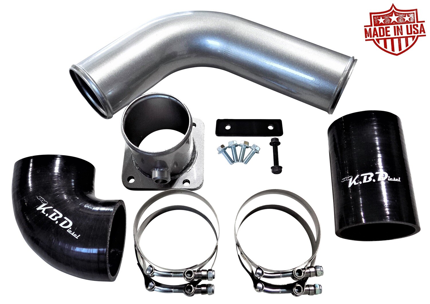 Fire Engine Red Cold Side CAC Intercooler Pipe Kit for 6.7l 2011-2016 Powerstroke Made In USA 