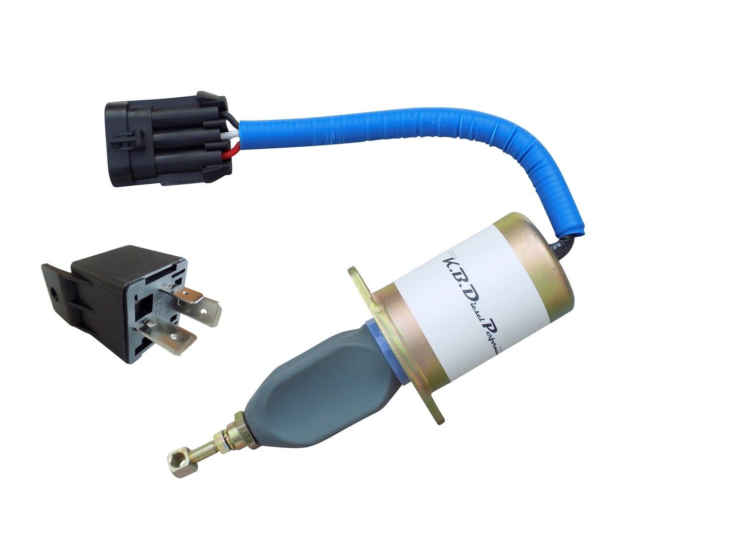 Heavy Duty Upgraded Fuel Shut Off Solenoid 2.5"for 1994-1998 5.9l Cummins, Add 80 Amp Relay?: Yes Please