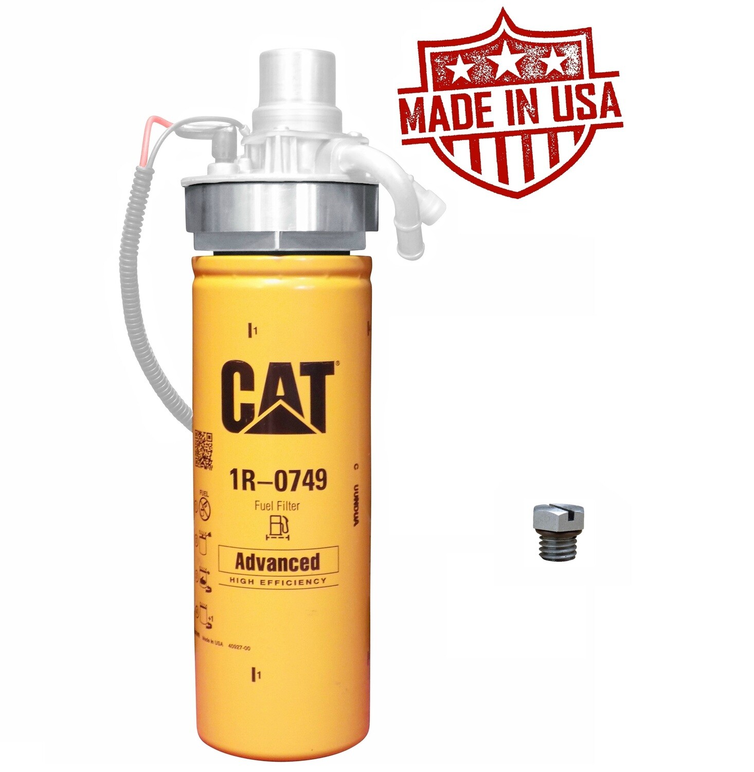 CAT Fuel Filter Adapter W/ 1R-0749 Filter for 6.6l Duramax 2001-2016 Chevy GMC, Add Spacer and/or Bleeder Screw?: Add Bleeder Screw Only