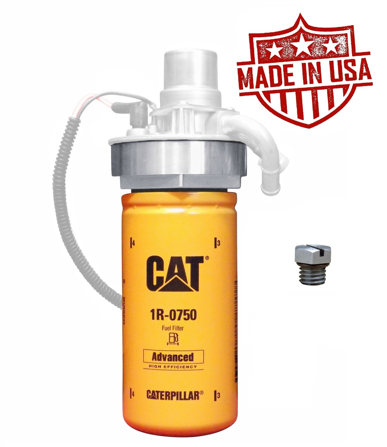 CAT Fuel Filter Adapter W/ 1R-0750 Filter for 2001-2016 Duramax 6.6l, Add Spacer and/or Bleeder Screw?: Add Bleeder Screw Only