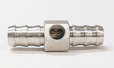 Fuel Pressure Test Port or Bleeder Tee 1/2" Push Lock Barb by 1/8" NPT