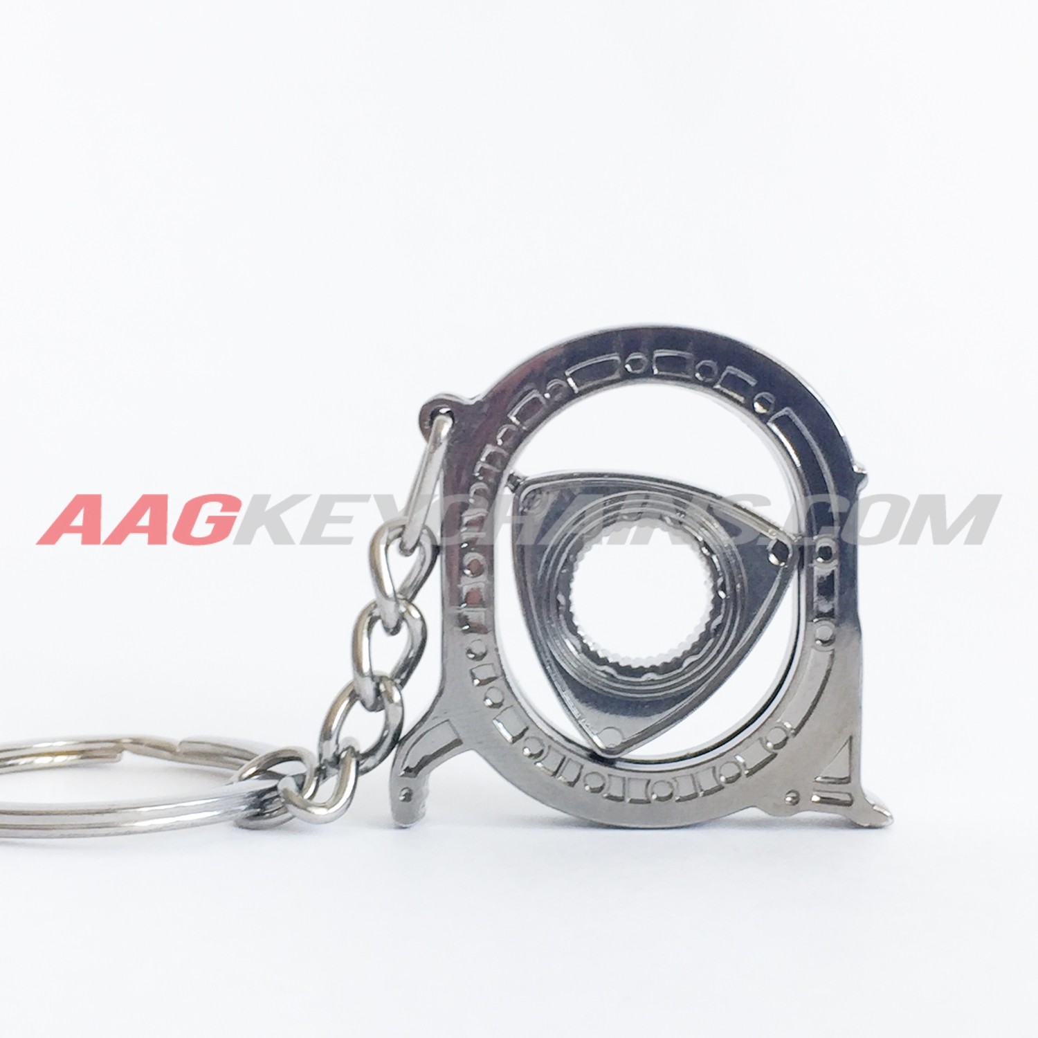 Black-Chrome Spinning Rotary Keychain