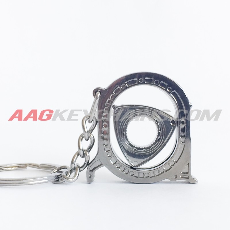 Black-Chrome Spinning Rotary Keychain