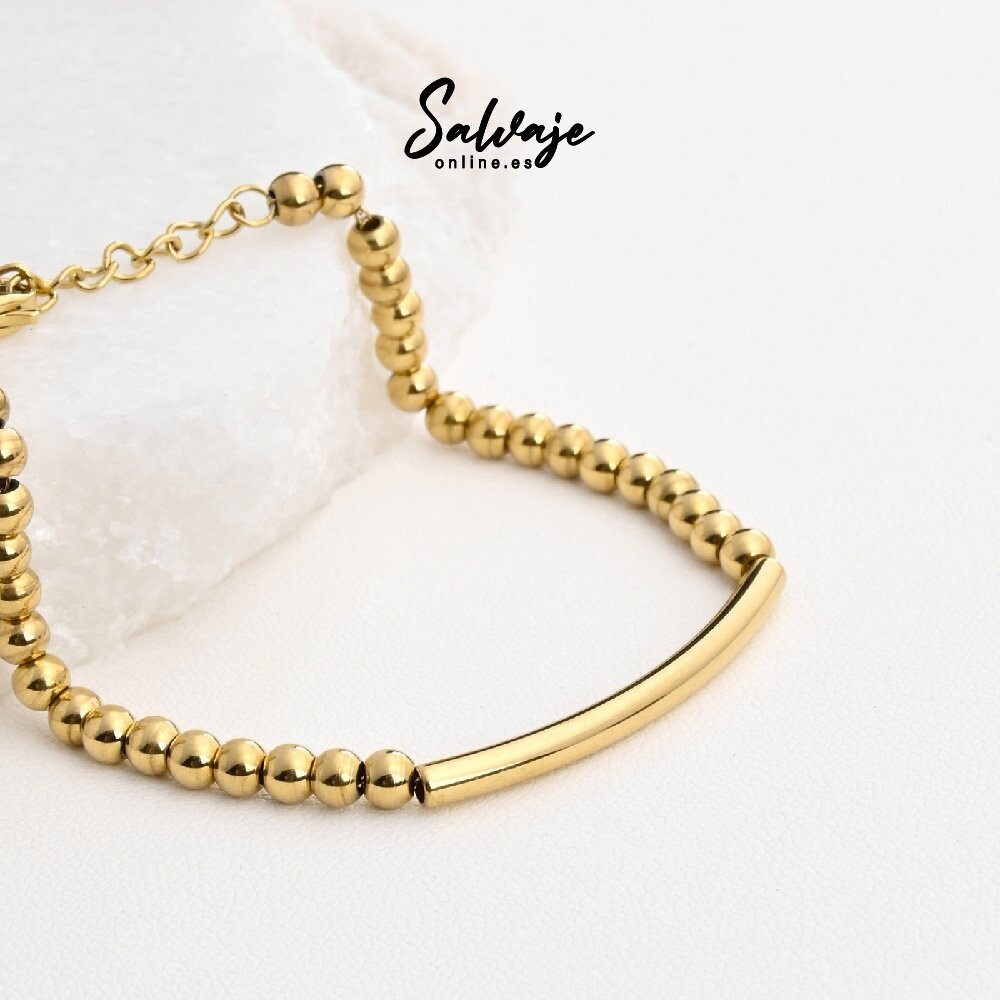 Pulsera Cuentas - Acero Dorada