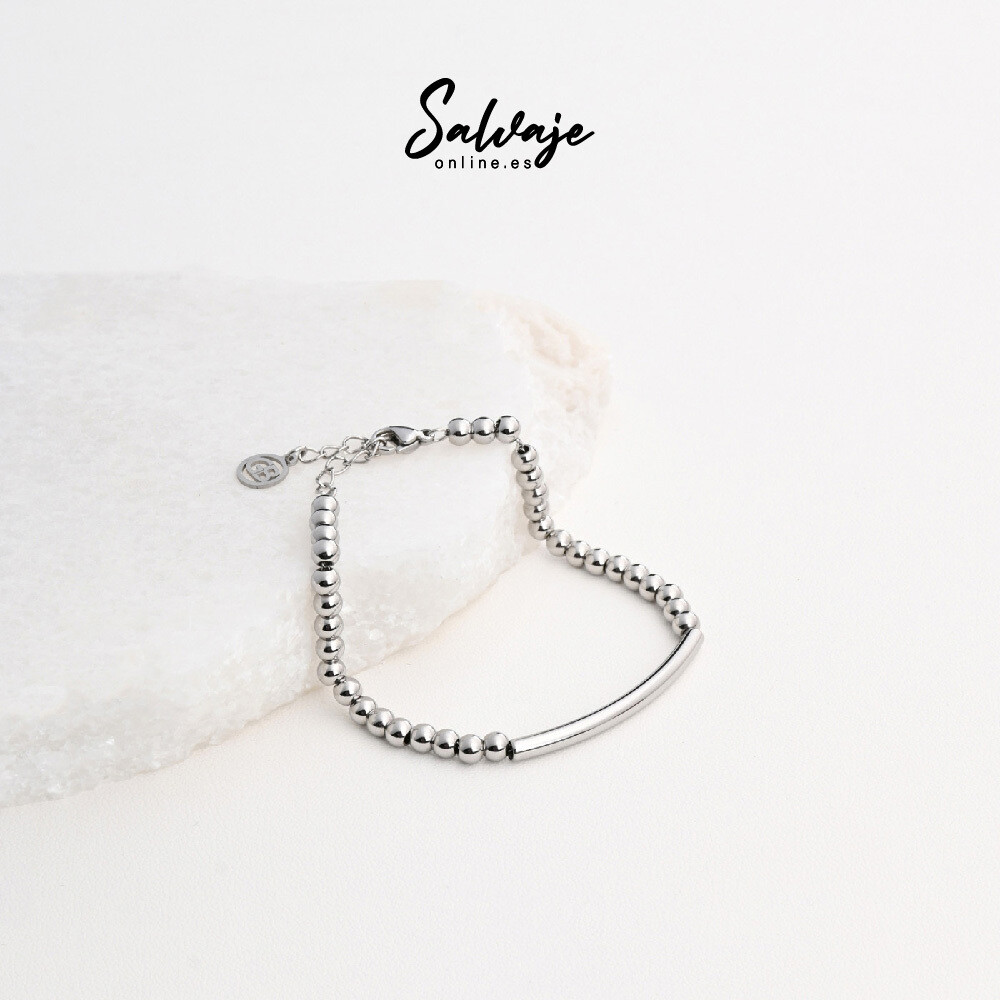 Pulsera Cuentas - Acero Plateada