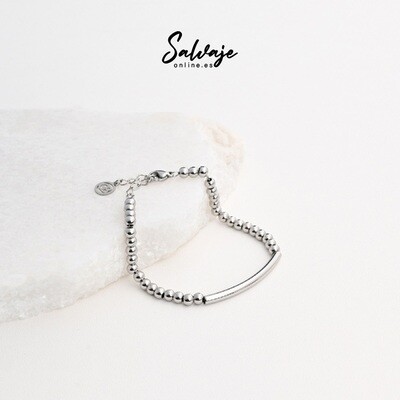 Pulsera Cuentas - Acero Plateada
