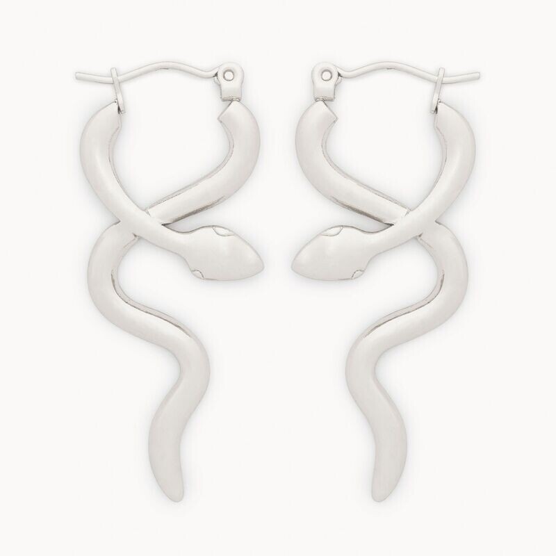 Pendientes Cobra Tuerca- Plateado