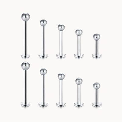 Piercing Tragus / Hélix -  Acero Plateado x 1 (Antialérgico)