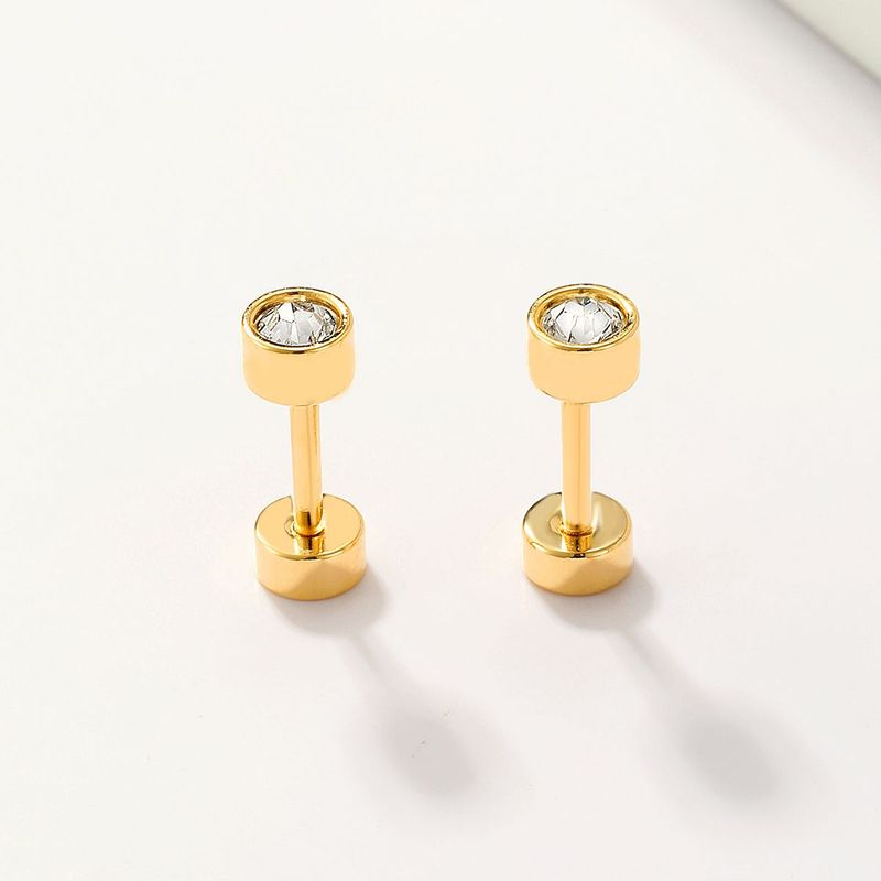 Mini Piercing Chispa Acero Dorado x 2 (Antialérgico)