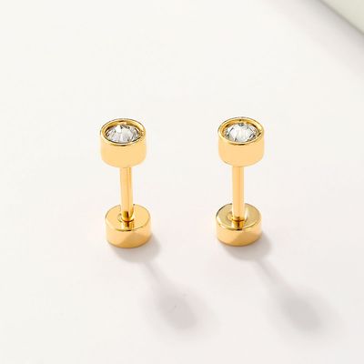 Mini Piercing Chispa Acero Dorado x 2 (Antialérgico)