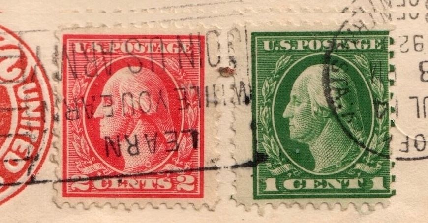 US 3 STAMPS 1920s WASHINGTON  PERF 11 INVERTED SLOGAN