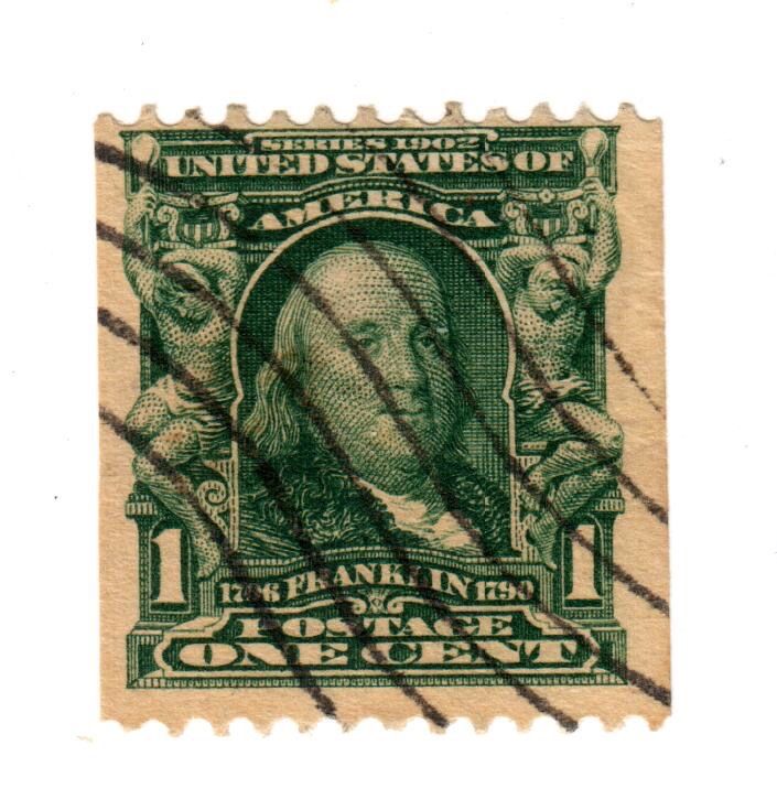 BENJAMIN FRANKLIN 1 CENT VERTICAL COIL.  RARE